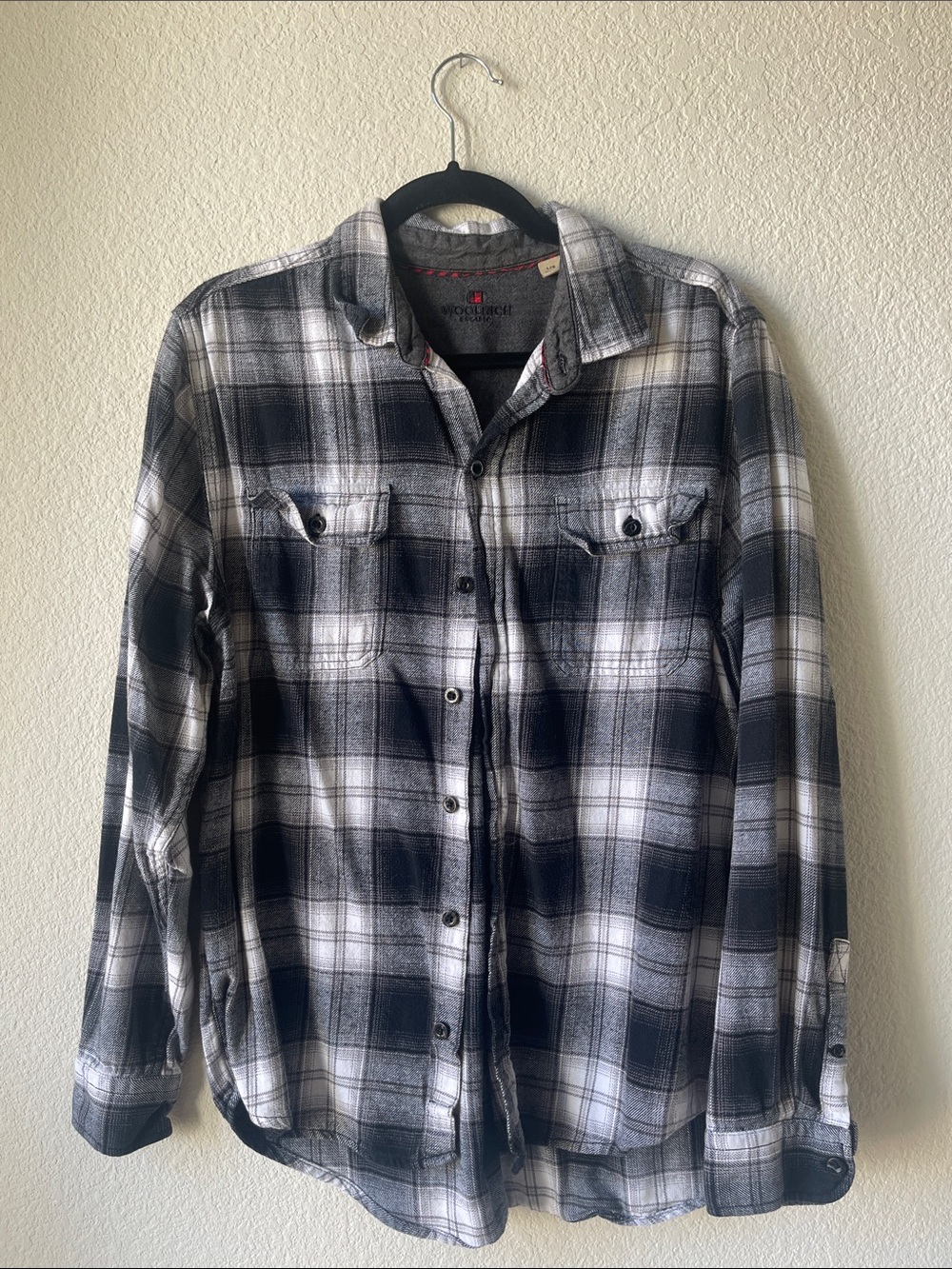 Woolrich Black and White Plaid Button-Down Shirt